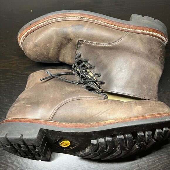 LL Bean Men\'s 9.5M Brown Leather Chukka Vibram Hiking Boots KV05 04 Round Toe main image 12